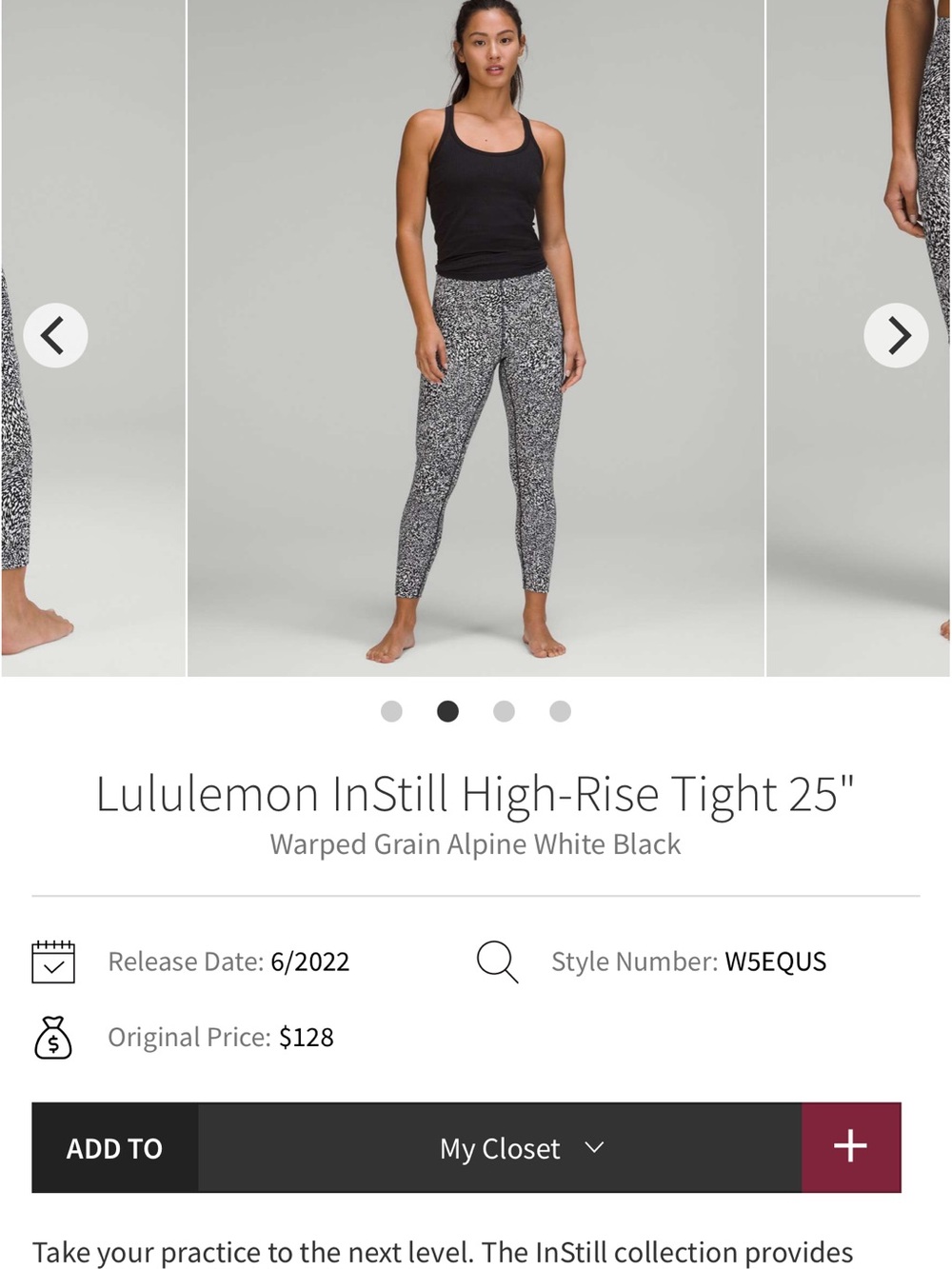 lululemon athletica Warped Grain Print High-Rise Tights — Alpine White & Black